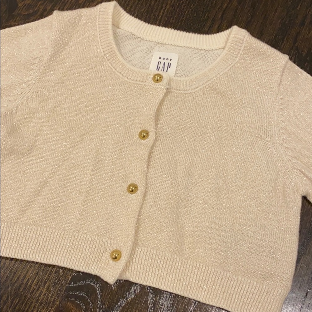 Gold sparkle Baby Gap Cropped Cardigan